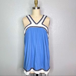 Anthropologie c.keer emberoidered racerback tank blouse size large